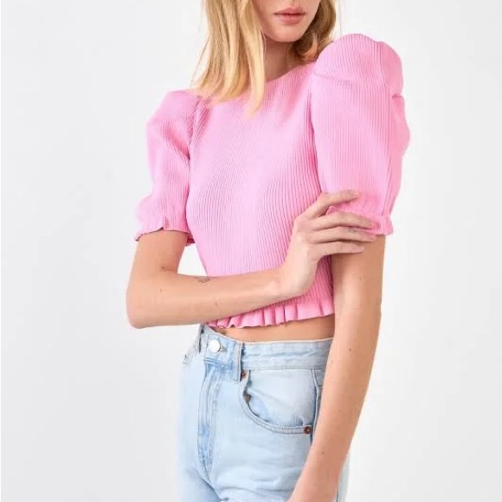 Endless Rose Boutique Pink Puff Sleeve Top